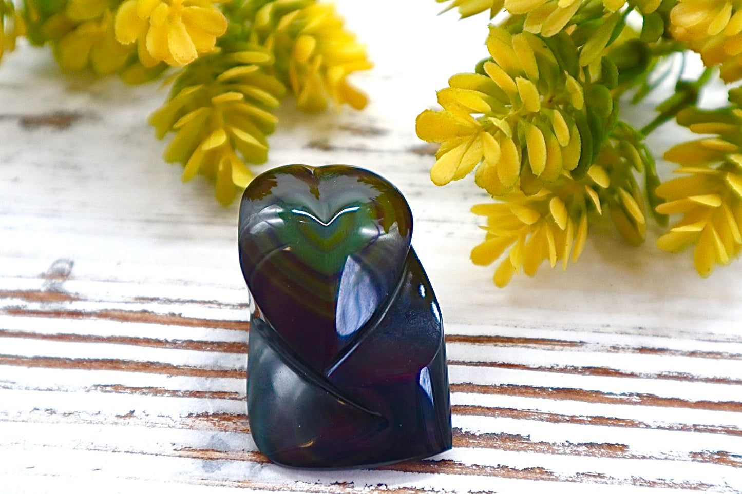 Rainbow Obsidian Heart