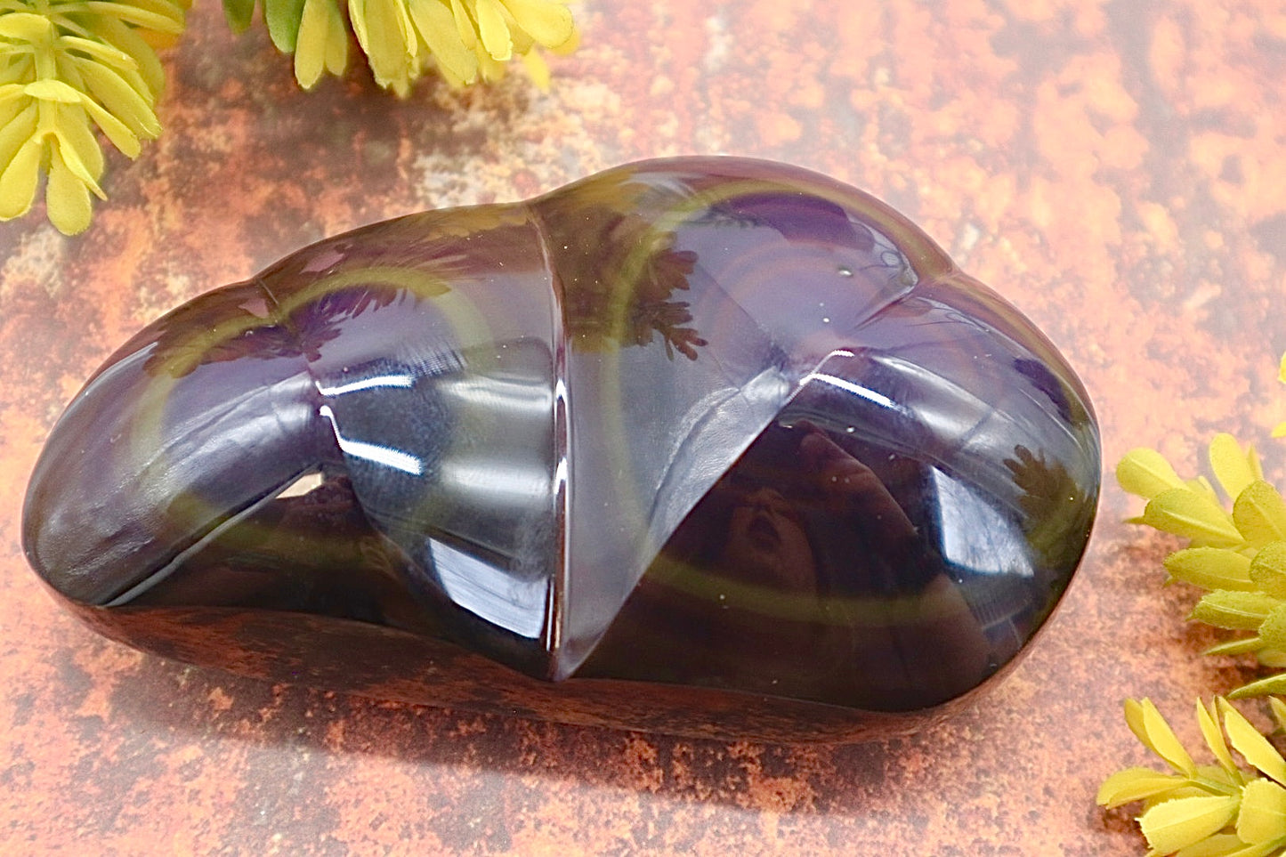Rainbow Obsidian Double Heart