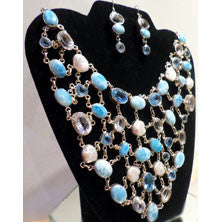 Larimar Pearl Necklace w/Earrings